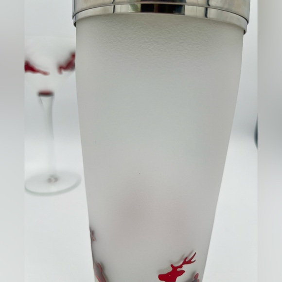 Frosted Red Reindeer Martini Christmas Glass and Shaker Set - Picture 11 of 11